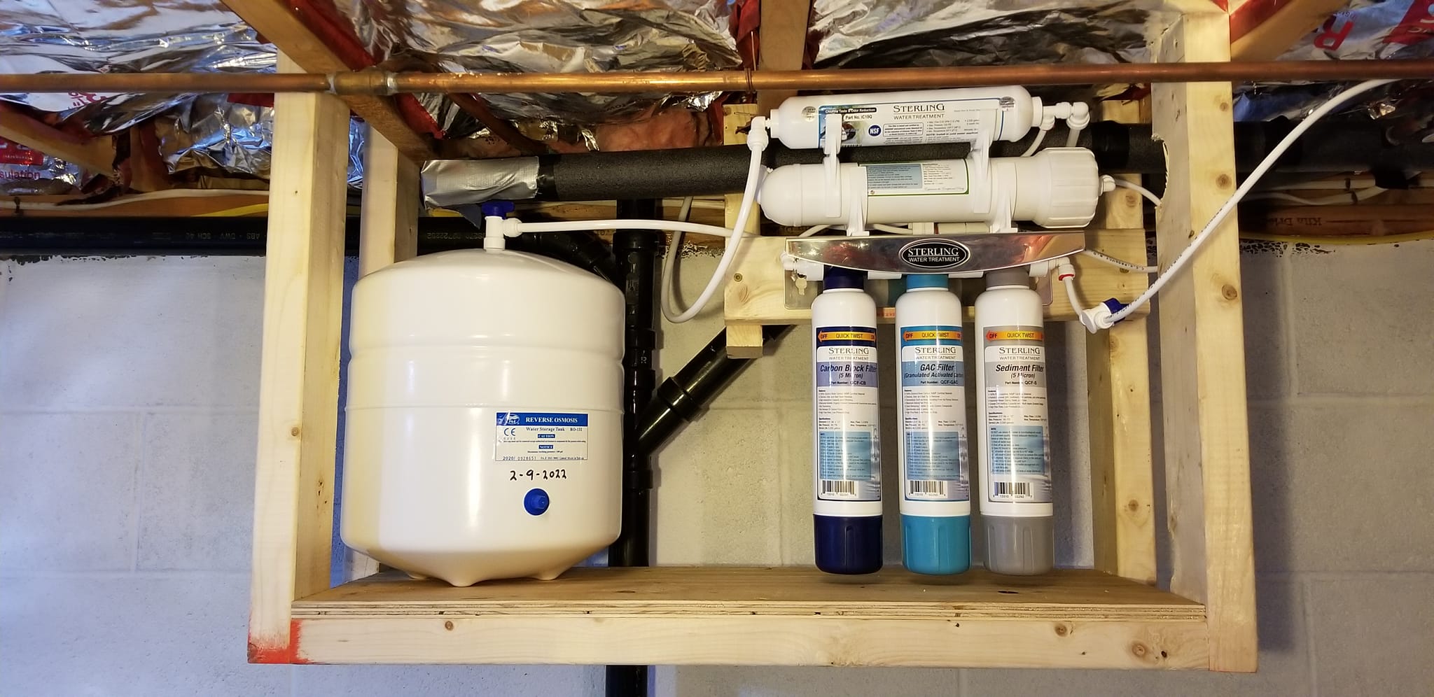 Close up of water filter during installation